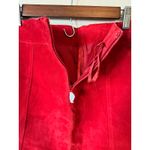 Red Suede Leather Mini Skirt Womens Panels Lined A Photo 3