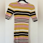 frame denim Frame Baja Stripe Cotton and Cashmere Rib Knit Midi T Shirt Dress Photo 3