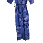 Kay Unger Octavia Blue Floral Print Organza Asymmetric Formal Formal Maxi Gown 6 Photo 13