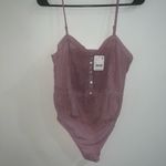 Free People NWT  Dusty Pink Rose Button up lace bodysuit Photo 3