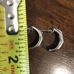 Sterling Silver Art Deco  Modern Faceted 925 Hoops with Post Backs Earrings Photo 4