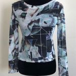 Bar III New Women’s Blue Blue Geometric Top sz XS Photo 0