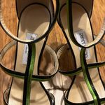 Jimmy Choo  Thistle Strappy Black Patent & Green Sandal Heel Shoes Photo 4