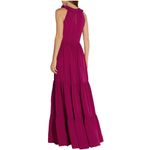 Saloni Suzi Ruffle Lace Trimmed Crinkled Gauze Maxi Size 6 Dress Magenta $625 Pink Photo 2