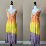 OCEAN BREEZE | Multicolored Ombre Tie Die Midi Dress Sz S Yellow Photo 1