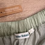 Roller Rabbit NWT  Sage Green Satin Textured Drawstring Pull On Pants Size L Photo 2