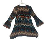 Win Win womens small medium flare bottom tunic aztec chevron bell sleeve shirt 3 Photo 2