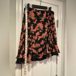 Fashion Bug  Size 10 Layered Black Pink Floral Tulip Ruffle Hem Midi Skirt Zip Photo 6
