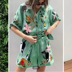 Commense Mint Green Oversized Floral Print Shorts Set Size M Photo 3