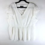 Bloomchic Solid Ruffles Scalloped Trim Laser Cut Blouse White 18-20 Photo 7