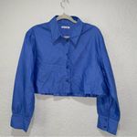 Reformation Noah Shirt Dark Blue Button Down Long Sleeve Large NWOT Photo 2