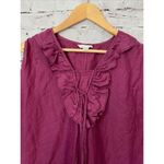 Garnet Hill  100% Linen Pink Oversized Shift Dress Ruffle Tie Women’s‎ XS Photo 2