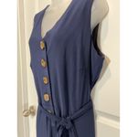 Nina Leonard NWT  Navy Blue Jersey Button Front Wide Leg Jumpsuit 1X Casual Party Photo 1