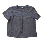 Eileen Fisher 2 Piece Set Top Shirt Blouse & Long Skirt 100% Linen Grey MEDIUM Photo 2