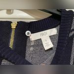 1901  Plaid Bodice Long Sleeve Preppy Sweater Dress Navy Blue Size Small Photo 4