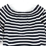 J.Crew Off the Shoulder Navy and White Striped Top with Tie Sleeve Detail S Photo 2