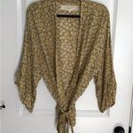 Jen's Pirate Booty  $132 Crowne Yellow Floral Kimono Jacket Top Size P Small Photo 0