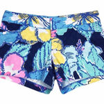 Lilly Pulitzer  Ellie Shorts Bright Navy Blue Big Flirt Hibiscus Floral Size 4 Photo 0