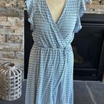 Caution to the Wind Blue Wrap Midi Dress Photo 4