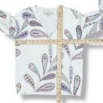 Loft  Paisley Raglan V Neck Pullover Sweater White Purple Petite Small Photo 10