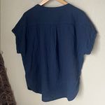Quince navy organic cotton rolled sleeve gauzy blouse Blue Size XL Photo 8