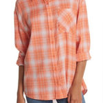 Abound NWT  Oversized plaid Shirt Orange Size Medium Photo 0