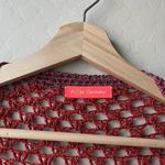 Rose Carmine Metallic Red Crochet Knit Colorblock Open Cardigan Sweater One Size Size undefined Photo 3