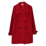 Charlotte Russe Red Wool Pea Coat Small Long Double Breasted Peacoat Photo 11