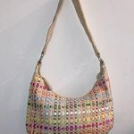 The Sak Tan, Green, Pink, White, Orange, Blue Striped Woven Ribbon Purse Photo 0