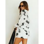 Commense Chill Life Plant Print Casual Relaxed Vacation Top & Short Set White XS Photo 3