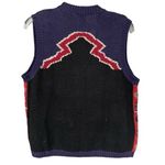 T3 Vintage 90s Knit Sweater Vest Button Front Geometric Abstract Pattern Blue Photo 5