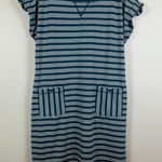 Talbots T By Dress Women's L Blue White Striped Knit Stretch Classic Summer Prep Photo 0