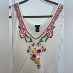 Aziz VTG Y2K Sleeveless Colorful Beaded Fabric Rosettes Beige Spandex Tank Top L Pink Size L Photo 6