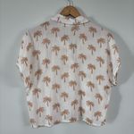 Midnight sky  Tan/White Tropical Palm Tree Print Cropped Button Down Top Size M Photo 4