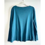 Talbots  Long Sleeve Lace Up Top Teal Blue Cotton Blend Size Large Photo 1