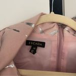 Escada Jacquard Pink Rosebud Metallic Silver Dress Short Sleeve Size 36 Photo 2