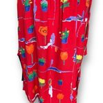 Vintage Spiegel Dress Red Multicolor Plant Floral Print Bow Tie Detail Maxi Size 14W Photo 4