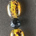 Vintage MCM Women Oval Amber Tortoise Shell Lucite & Black Beaded 24 in Necklace Photo 4