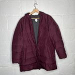 J.Jill Women’s Long Hooded Down Puffer Coat Burgundy Size Large Red Photo 2