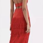 Anthropologie  Solid Fringe Halter Maxi
Dress Red Size 12 Photo 1