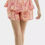 Nicole Miller  Pink and Orange Tiered Shorts Size L Photo 0