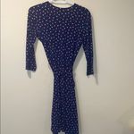 Leota Womens  Petite Blue with Polka Dots Faux Wrap Dress Photo 3