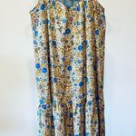 Slickblue Floral Print Drop Down Maxi Dress with Spaghetti Straps Blue Size L Photo 0