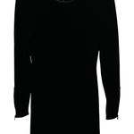 J Brand J‎ Brand Black Long Sleeve Zip Sleeve Dress Merino Blend Leather Trim Size Small Photo 0