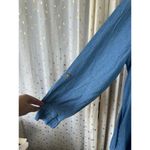 CW Classics Blue Denim Chambray Pintucked Roll Tab Sleeve Pockets Shirt Dress L Size L Photo 2