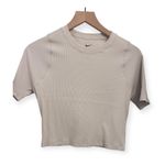 Nike Zenvy Rib Women's Short-Sleeve Cropped Top L Light Orewood Brown/White Photo 5