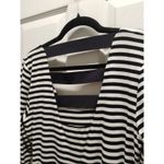 Vince Camuto Women's Size Medium Black White Striped Scoop Neck Long Sleeve Top Photo 2