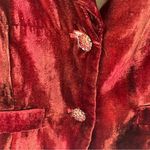 Cache ’ Vintage Burgundy Velvet Velour Lined Shoulder Pads Double Button Blazer 0 Photo 9