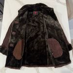 Gallery Vintage  Genuine Leather Suede Button Front Coat w/Faux Fur Trim Womens L Photo 6