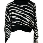 Princess Polly  women's black white mock‎ neck long sleeve cropped sweater S/M Photo 0